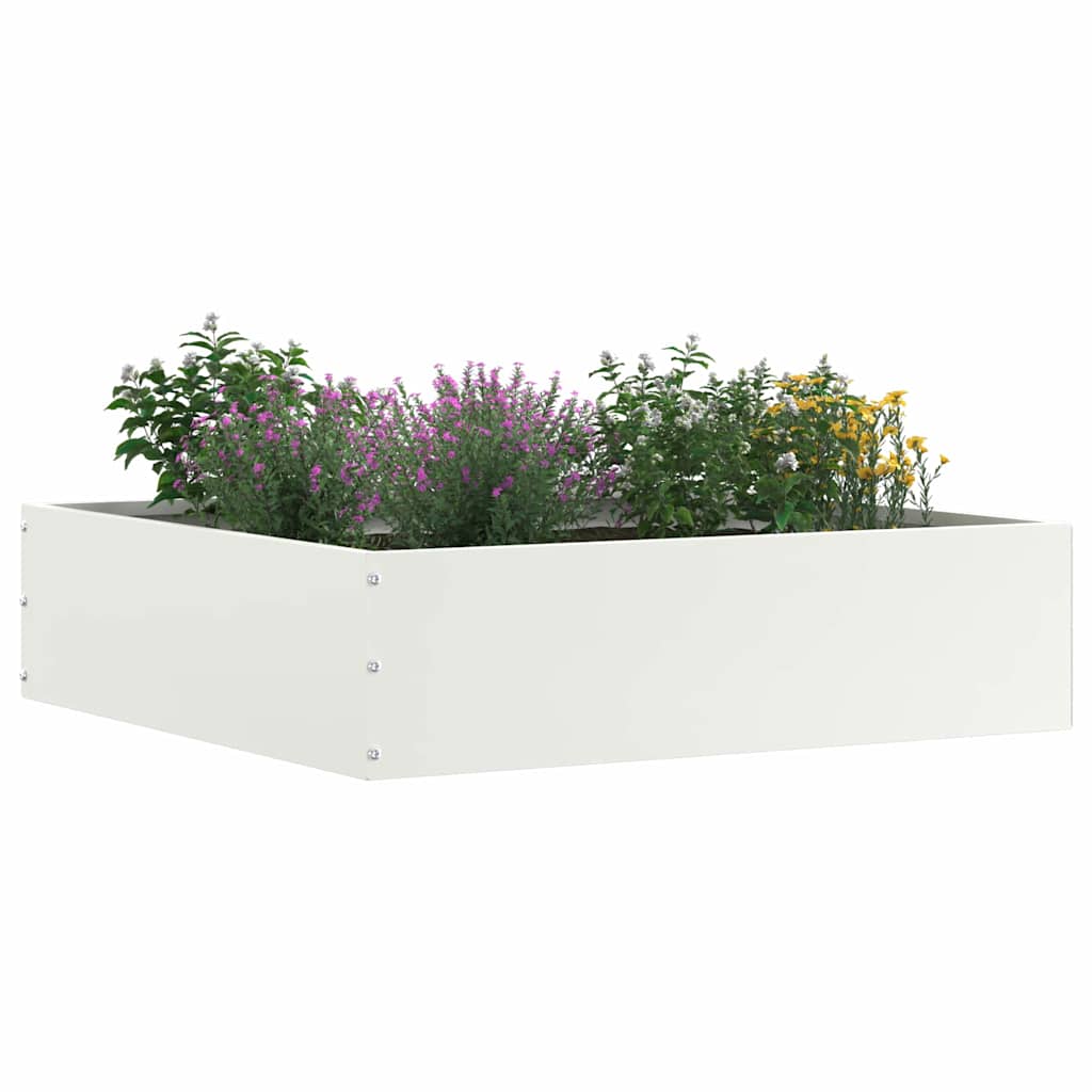 Margine pentru gazon 6 pcs Alb 50 x 50 x 13 cm Oțel GartenMobel Dekor