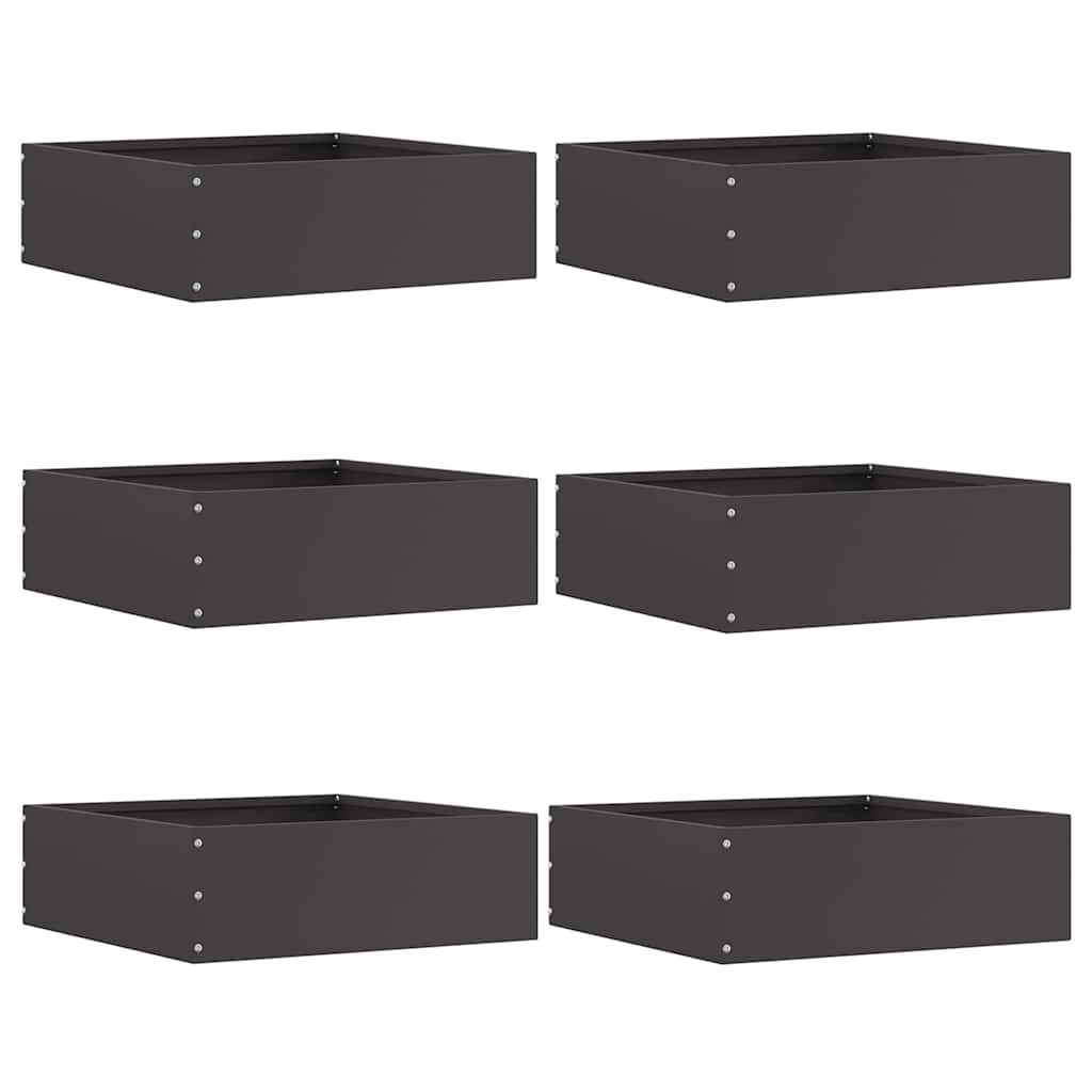 Margine pentru gazon 6 pcs Negru 40 x 40 x 13 cm Oțel GartenMobel Dekor