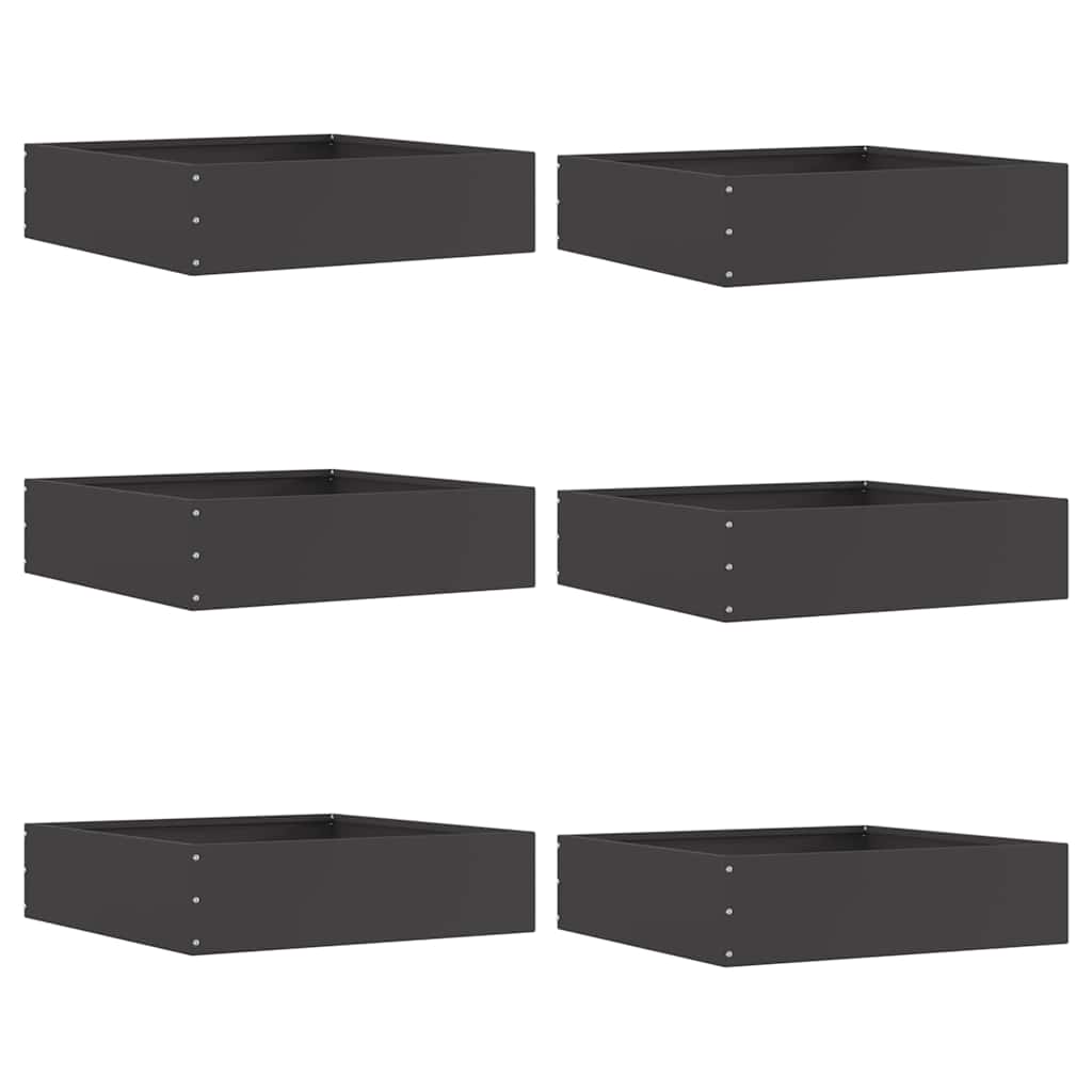 Margine pentru gazon 6 pcs Negru 50 x 50 x 13 cm Oțel GartenMobel Dekor