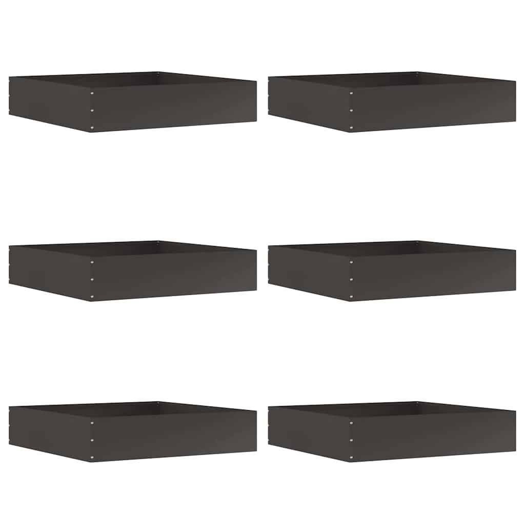 Margine pentru gazon 6 pcs Negru 60 x 60 x 13 cm Oțel GartenMobel Dekor