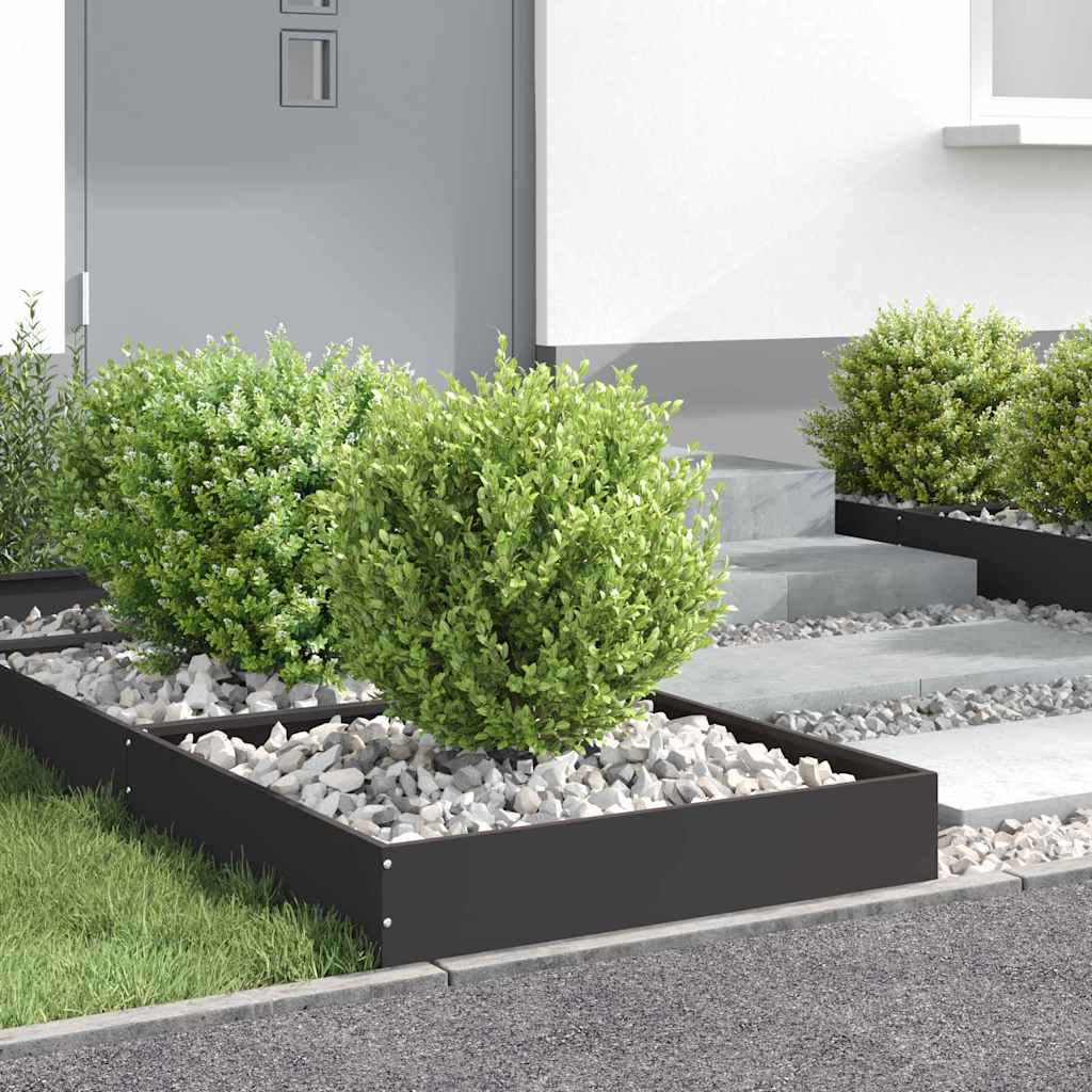 Margine pentru gazon 6 pcs Negru 60 x 60 x 13 cm Oțel GartenMobel Dekor