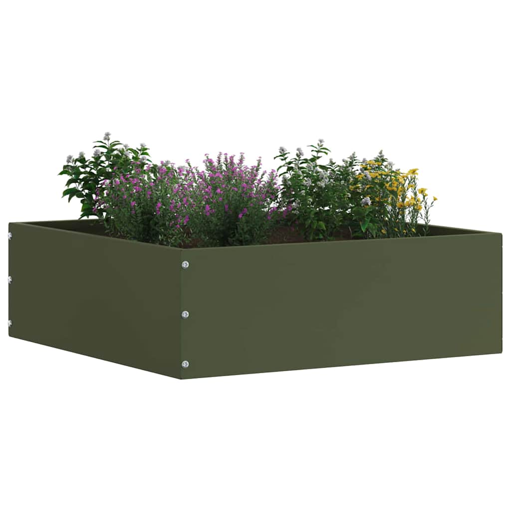 Margine pentru gazon 6 pcs Verde măsliniu 40 x 40 x 13 cm Oțel GartenMobel Dekor