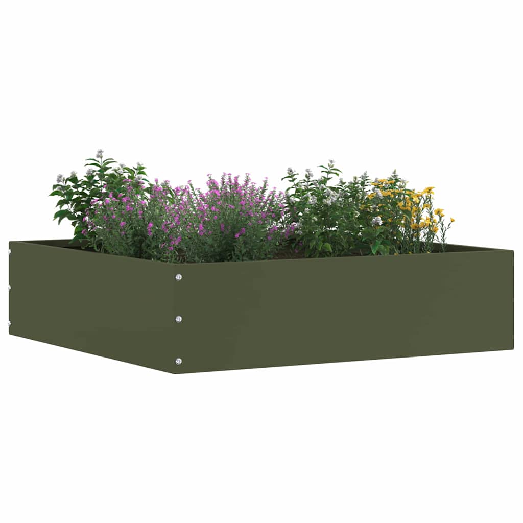 Margine pentru gazon 6 pcs Verde măsliniu 50 x 50 x 13 cm Oțel GartenMobel Dekor