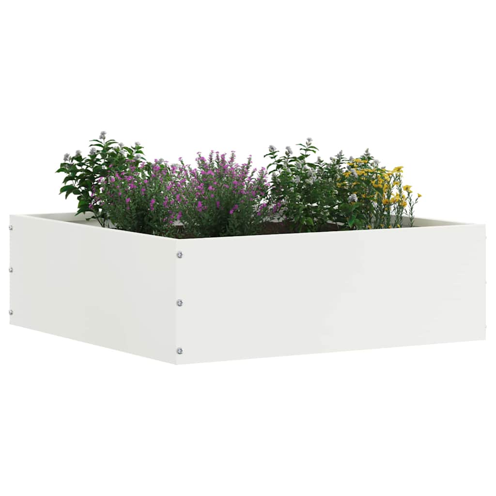 Margine pentru gazon Alb 40 x 40 x 13 cm Oțel GartenMobel Dekor