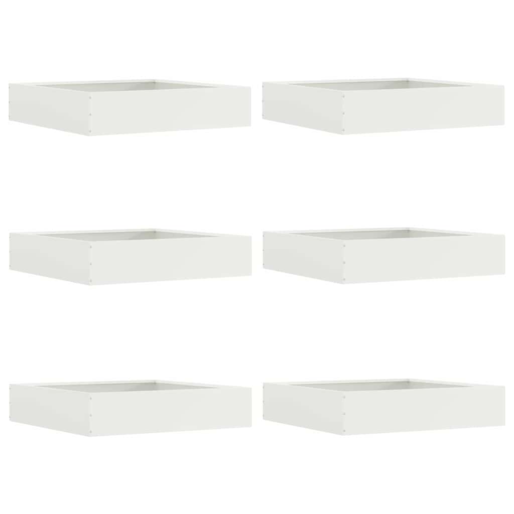 Margine pentru gazon 6 pcs Alb 60 x 60 x 13 cm Oțel GartenMobel Dekor