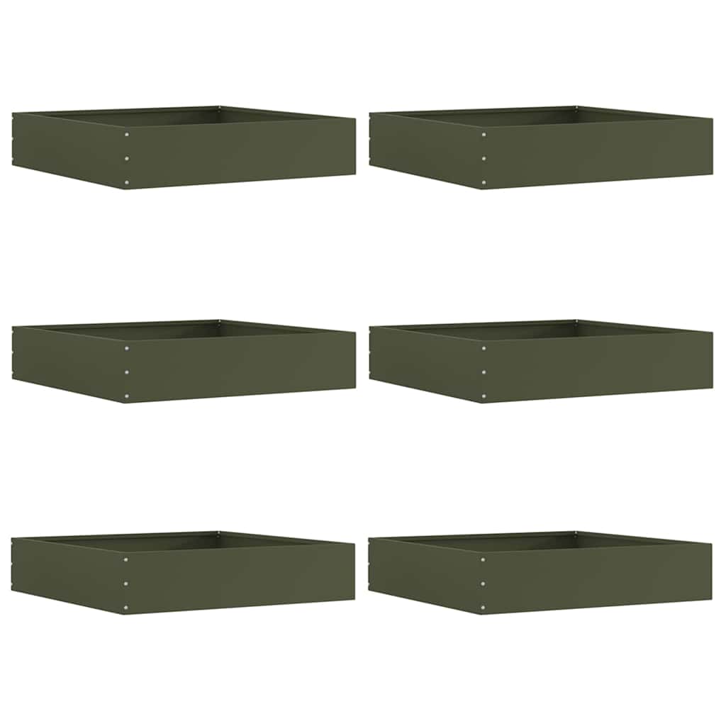 Margine pentru gazon 6 pcs Verde măsliniu 60 x 60 x 13 cm Oțel GartenMobel Dekor