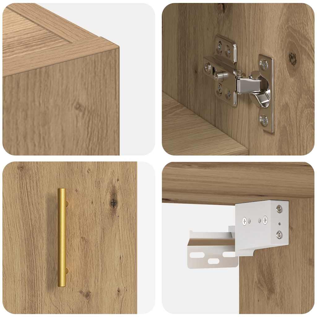 Dulap de perete stejar artizanal 60 x 31 x 70 cm Lemn compozit GartenMobel Dekor