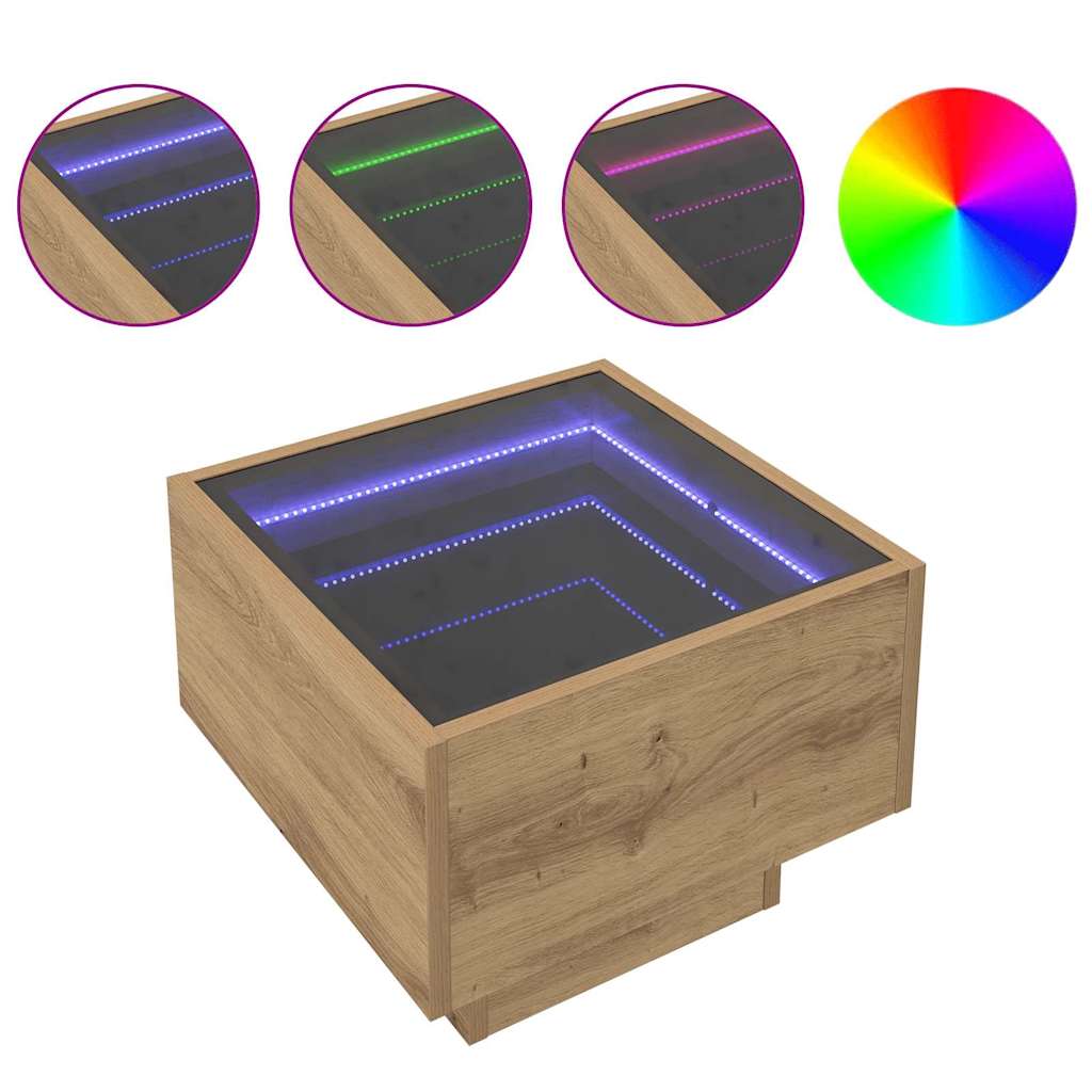 Masă de cafea stejar artizanal 40 x 40 x 30 cm Lemn compozit GartenMobel Dekor