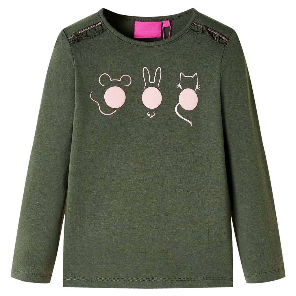 Tricou pentru copii cu mâneci lungi, kaki, 116 GartenMobel Dekor