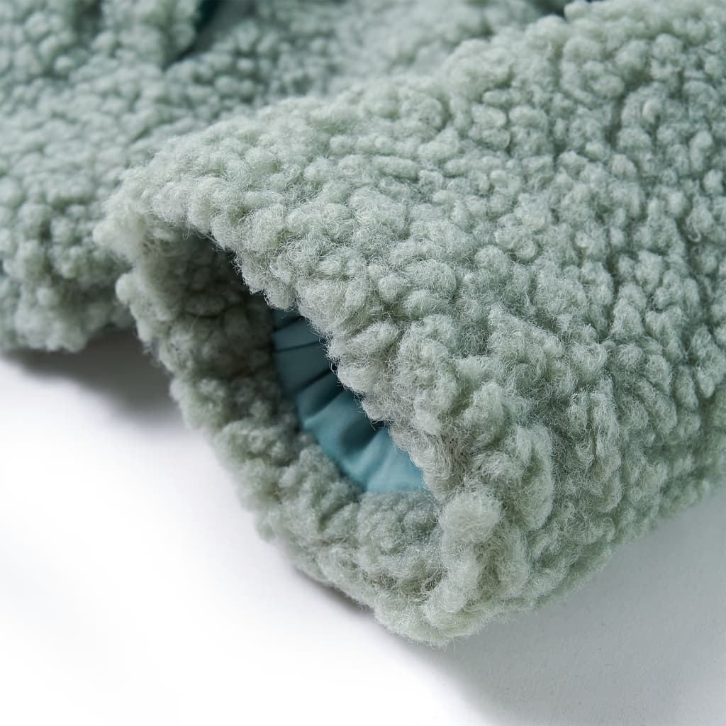 Jachetă cu glugă pentru copii blană artificială Teddy verde mentă 128 GartenMobel Dekor