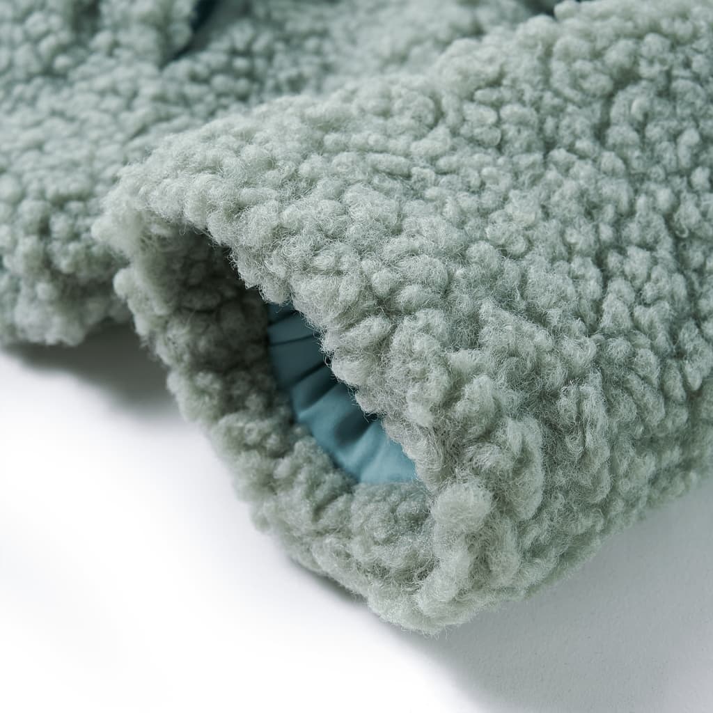 Jachetă cu glugă pentru copii blană artificială Teddy verde mentă 92 GartenMobel Dekor