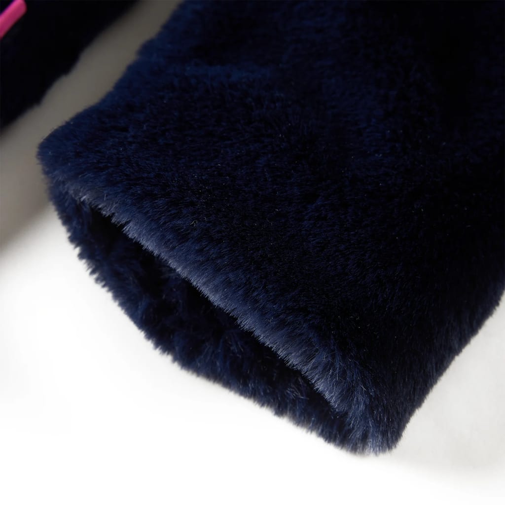 Palton pentru copii din blană artificială, bleumarin, 128 GartenMobel Dekor