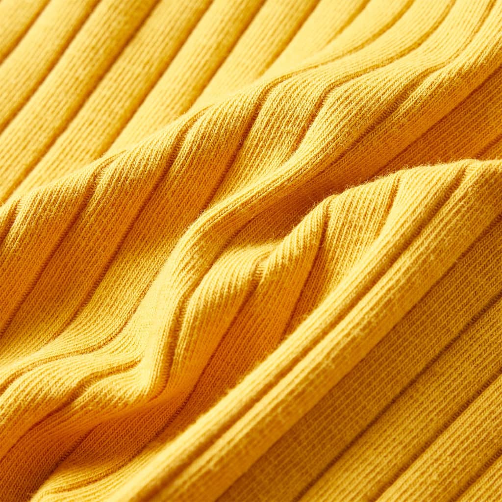 Tricou de copii cu mâneci lungi, tricot cu nervuri, ocru închis, 104 GartenMobel Dekor