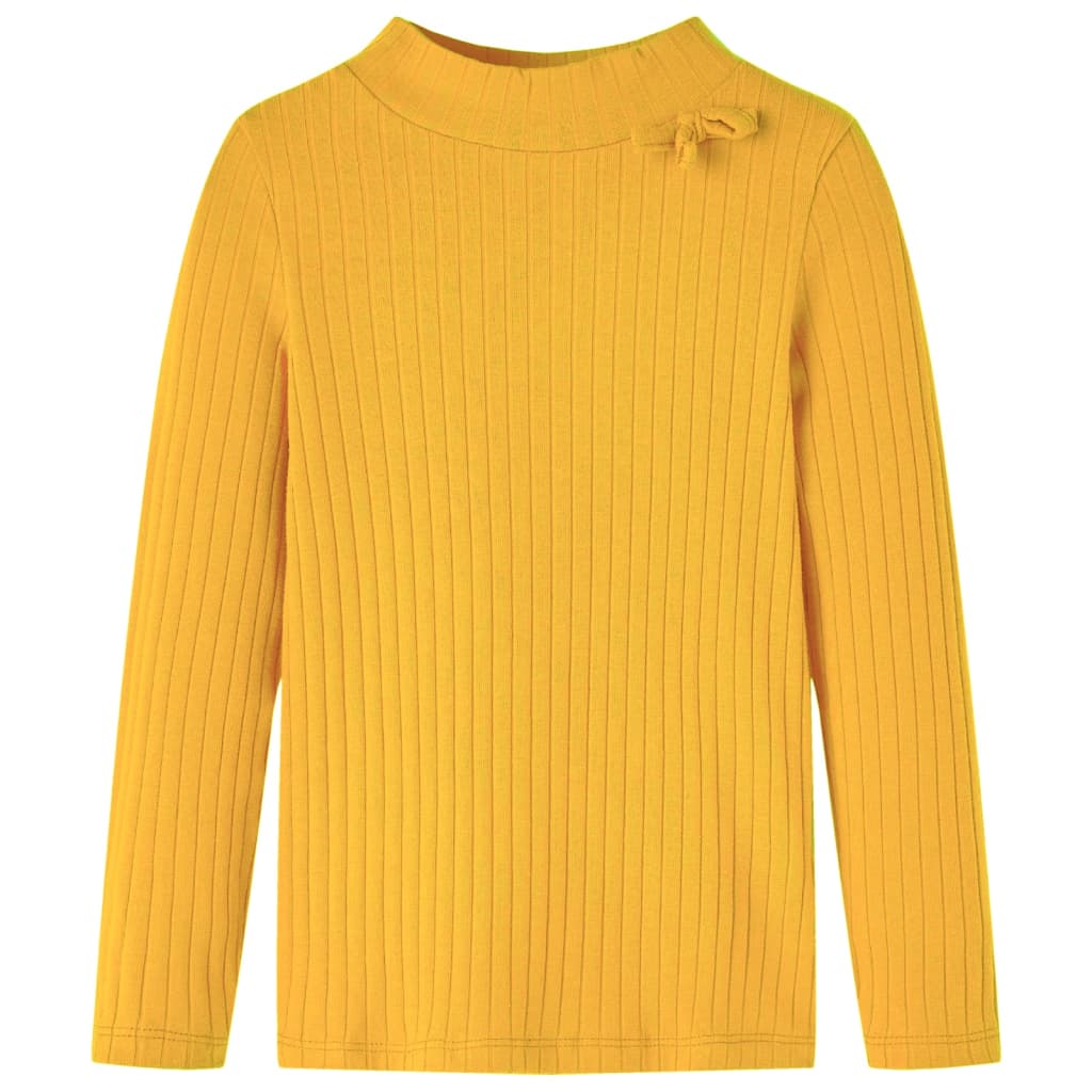 Tricou de copii cu mâneci lungi, tricot cu nervuri, ocru închis, 128 GartenMobel Dekor
