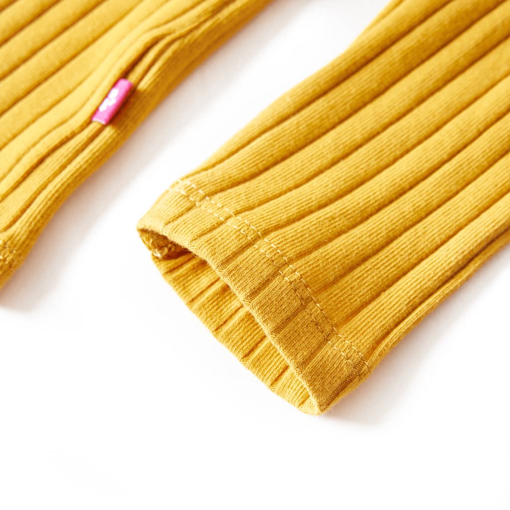 Tricou de copii cu mâneci lungi, tricot cu nervuri, ocru închis, 128 GartenMobel Dekor