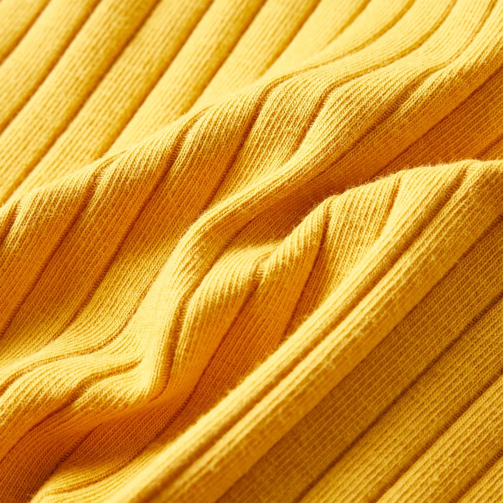 Tricou de copii cu mâneci lungi, tricot cu nervuri, ocru închis, 128 GartenMobel Dekor
