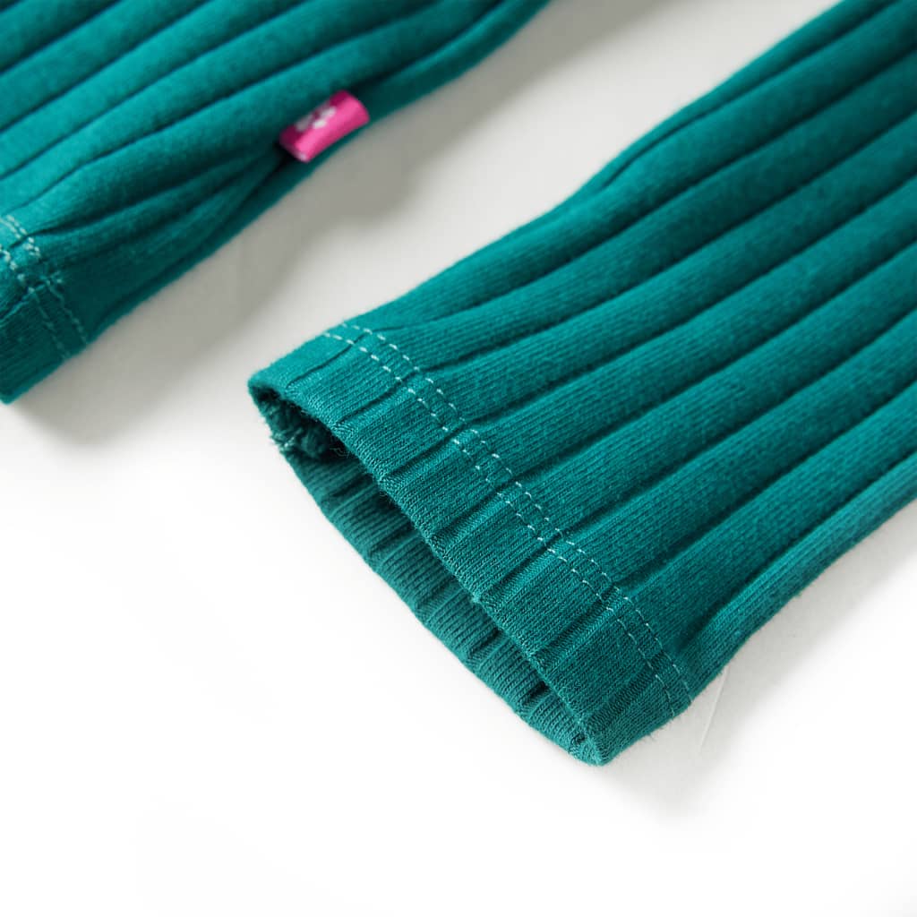 Tricou de copii cu mâneci lungi, tricot cu nervuri, verde închis, 116 GartenMobel Dekor