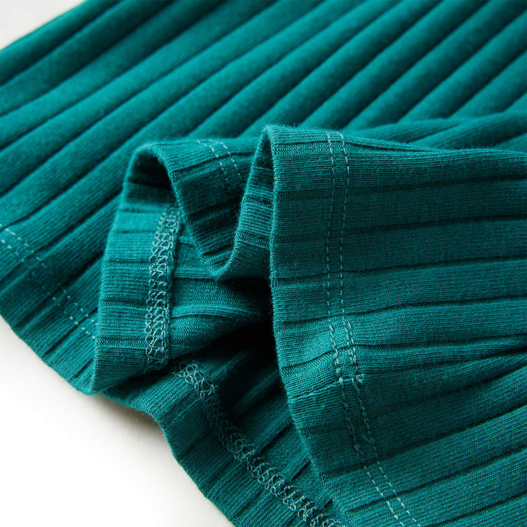 Tricou de copii cu mâneci lungi, tricot cu nervuri, verde închis, 116 GartenMobel Dekor
