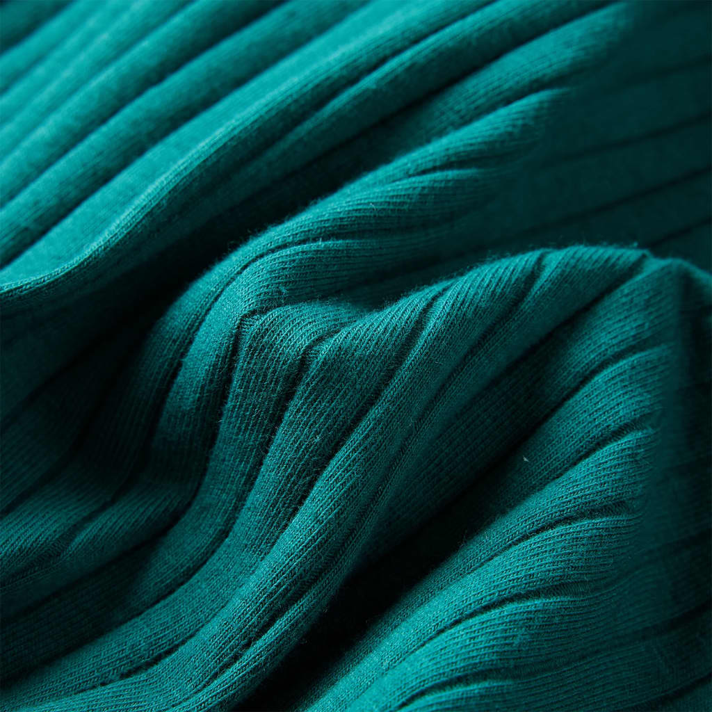 Tricou de copii cu mâneci lungi, tricot cu nervuri, verde închis, 116 GartenMobel Dekor