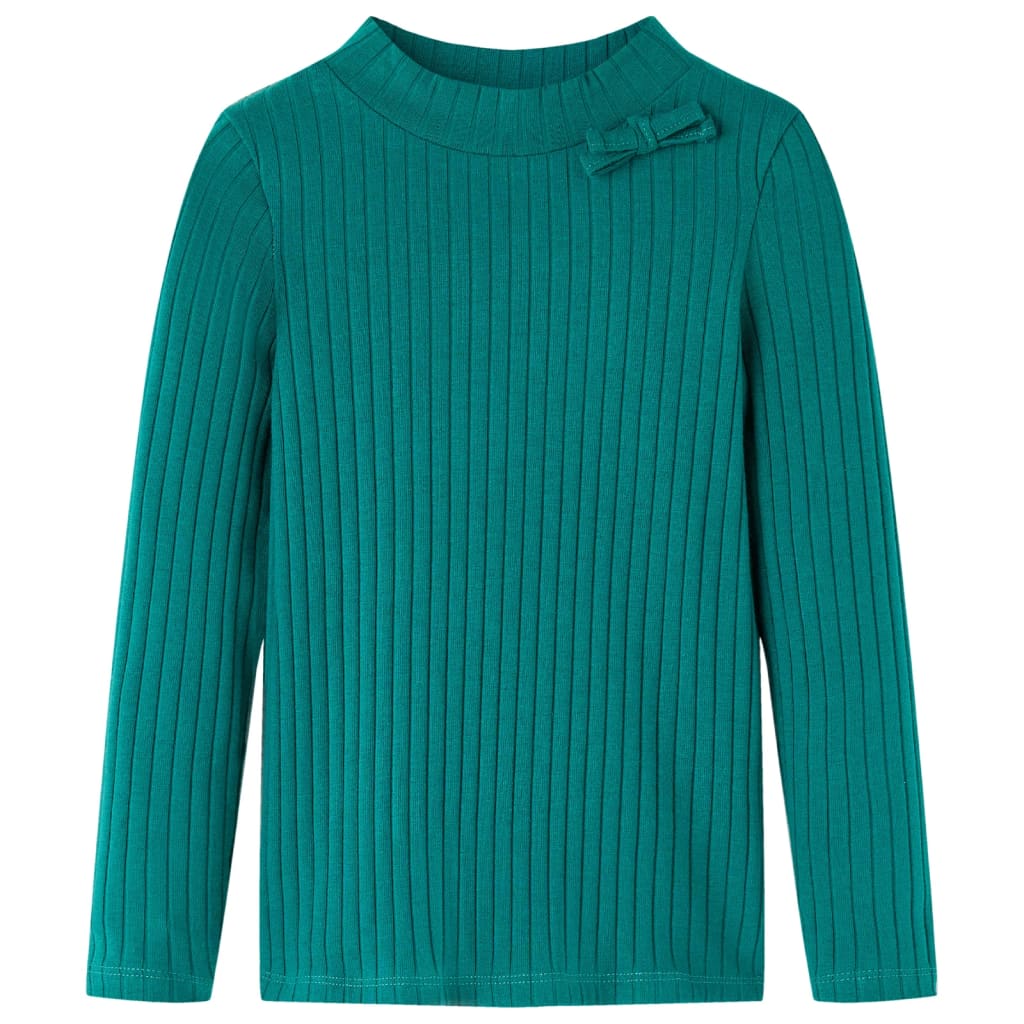 Tricou de copii cu mâneci lungi, tricot cu nervuri, verde închis, 92 GartenMobel Dekor