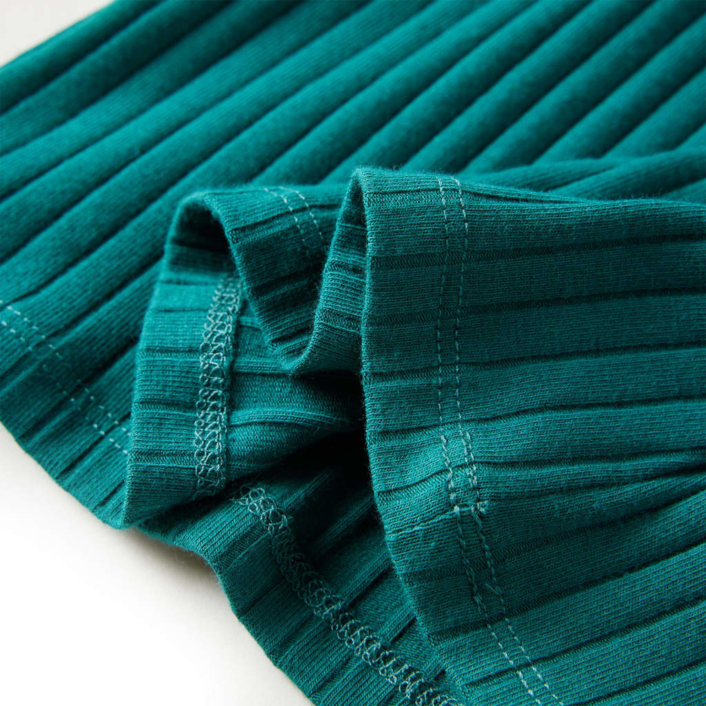 Tricou de copii cu mâneci lungi, tricot cu nervuri, verde închis, 92 GartenMobel Dekor