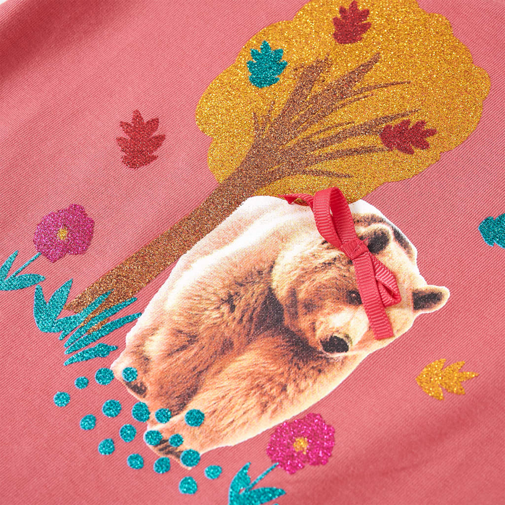 Tricou pentru copii cu mâneci lungi, roz antichizat, 140 GartenMobel Dekor