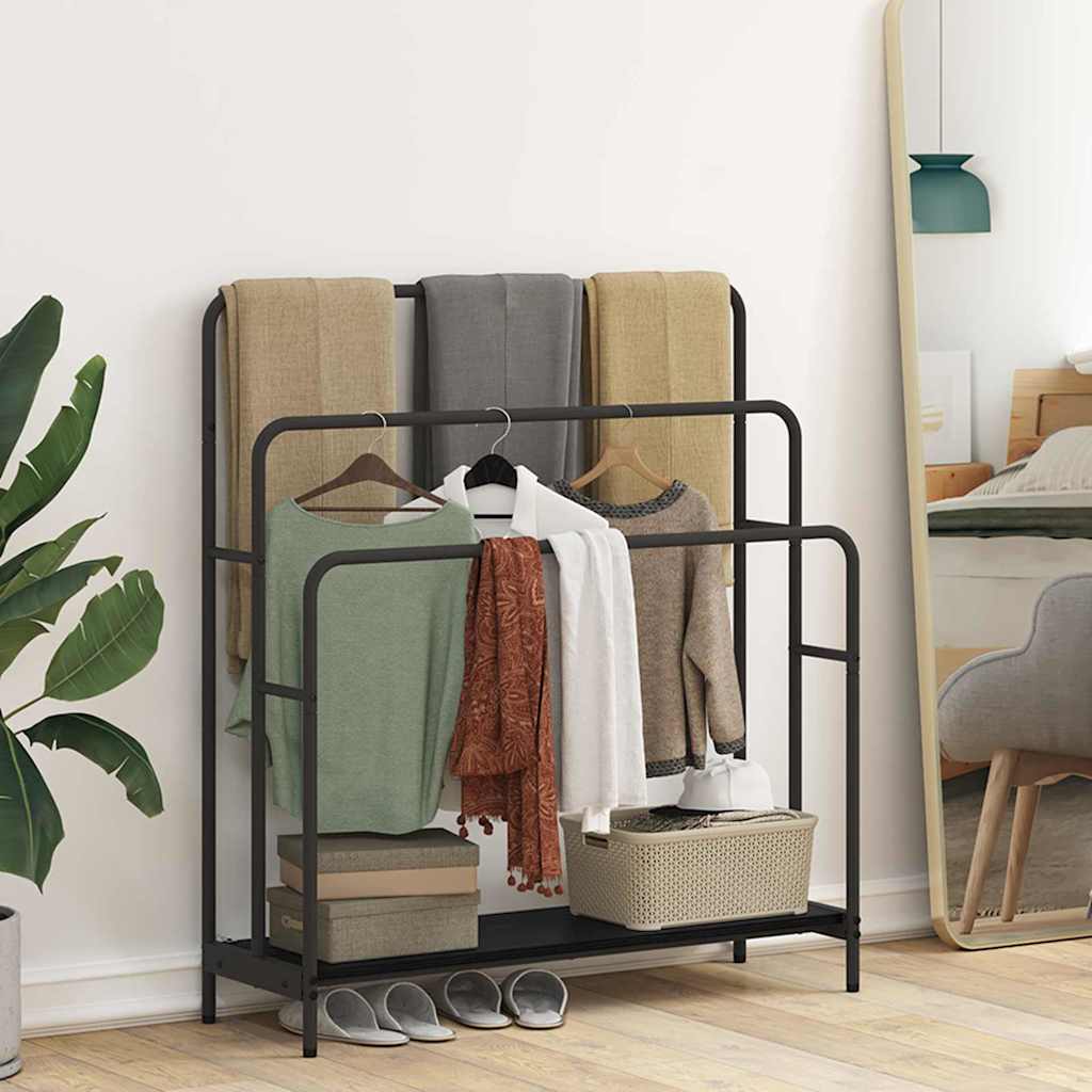 Stativ pentru haine cu raft Stejar negru 90 x 30 x 100.5 cm GartenMobel Dekor