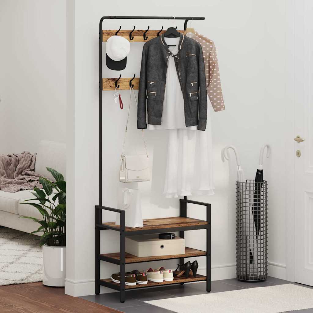 Răcător de paltoane Lemn vechi 75 x 34 x 184 cm Lemn compozit GartenMobel Dekor