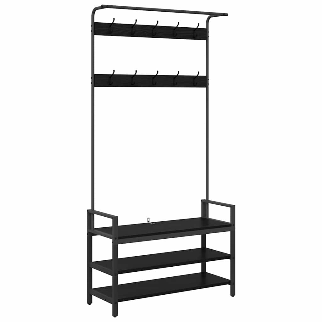 Răcător de paltoane Stejar negru 95 x 34 x 184 cm Lemn compozit GartenMobel Dekor