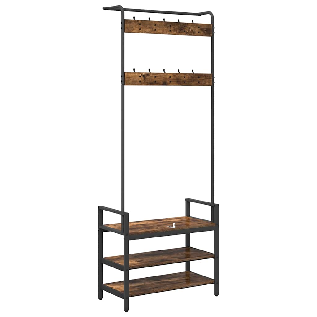 Răcător de paltoane cu raft Stejar afumat 75 x 34 x 184 cm GartenMobel Dekor