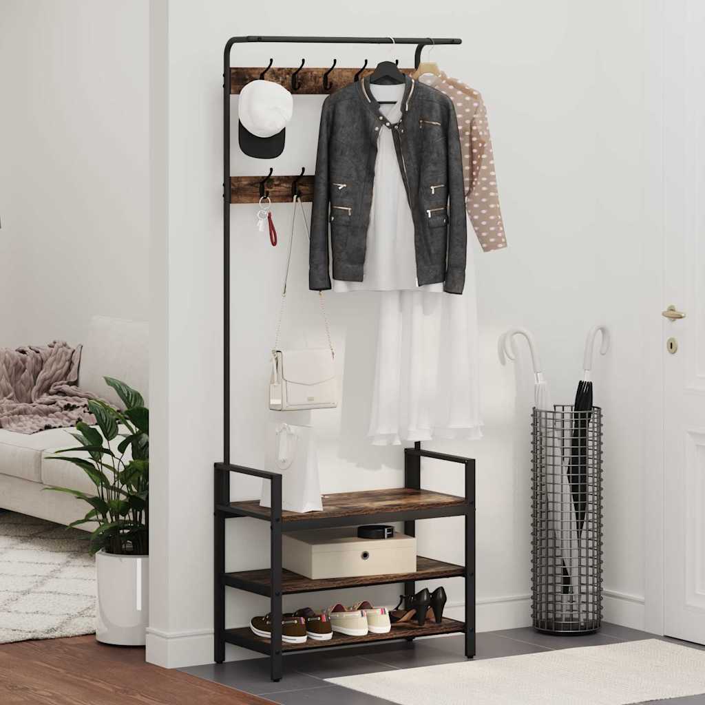 Răcător de paltoane cu raft Stejar afumat 75 x 34 x 184 cm GartenMobel Dekor