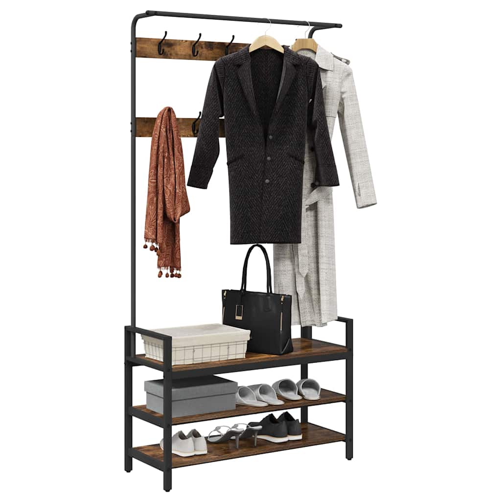 Răcător de paltoane cu raft Stejar afumat 95 x 34 x 184 cm GartenMobel Dekor