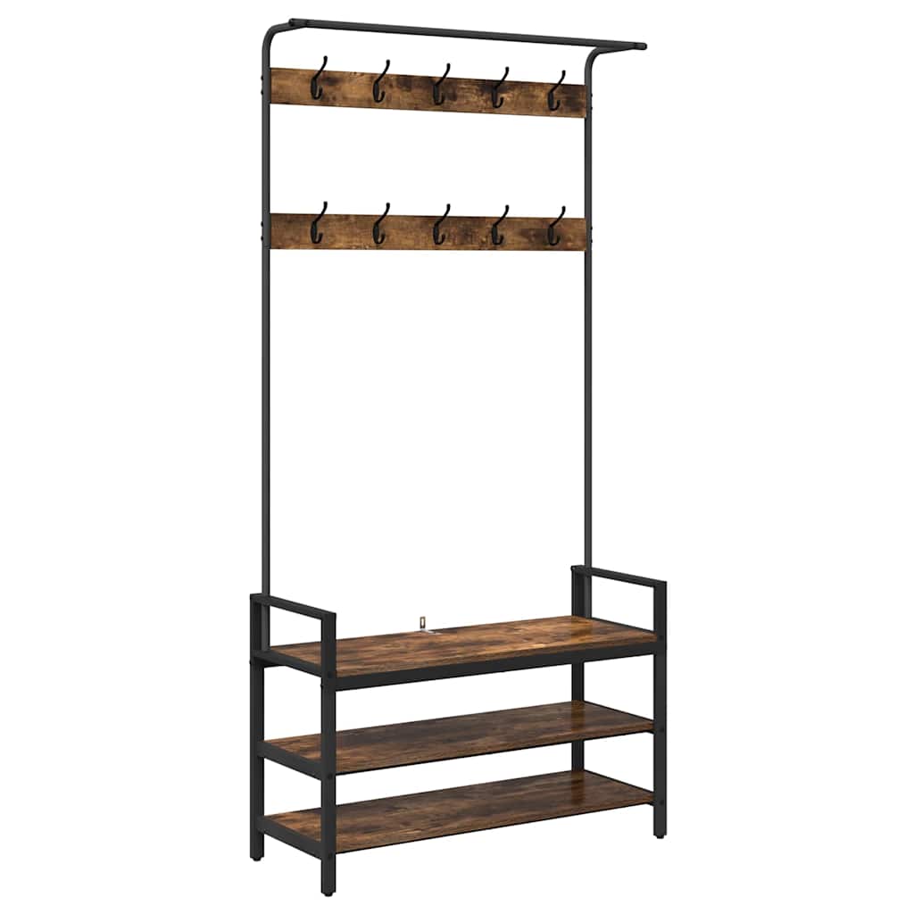 Răcător de paltoane cu raft Stejar afumat 95 x 34 x 184 cm GartenMobel Dekor