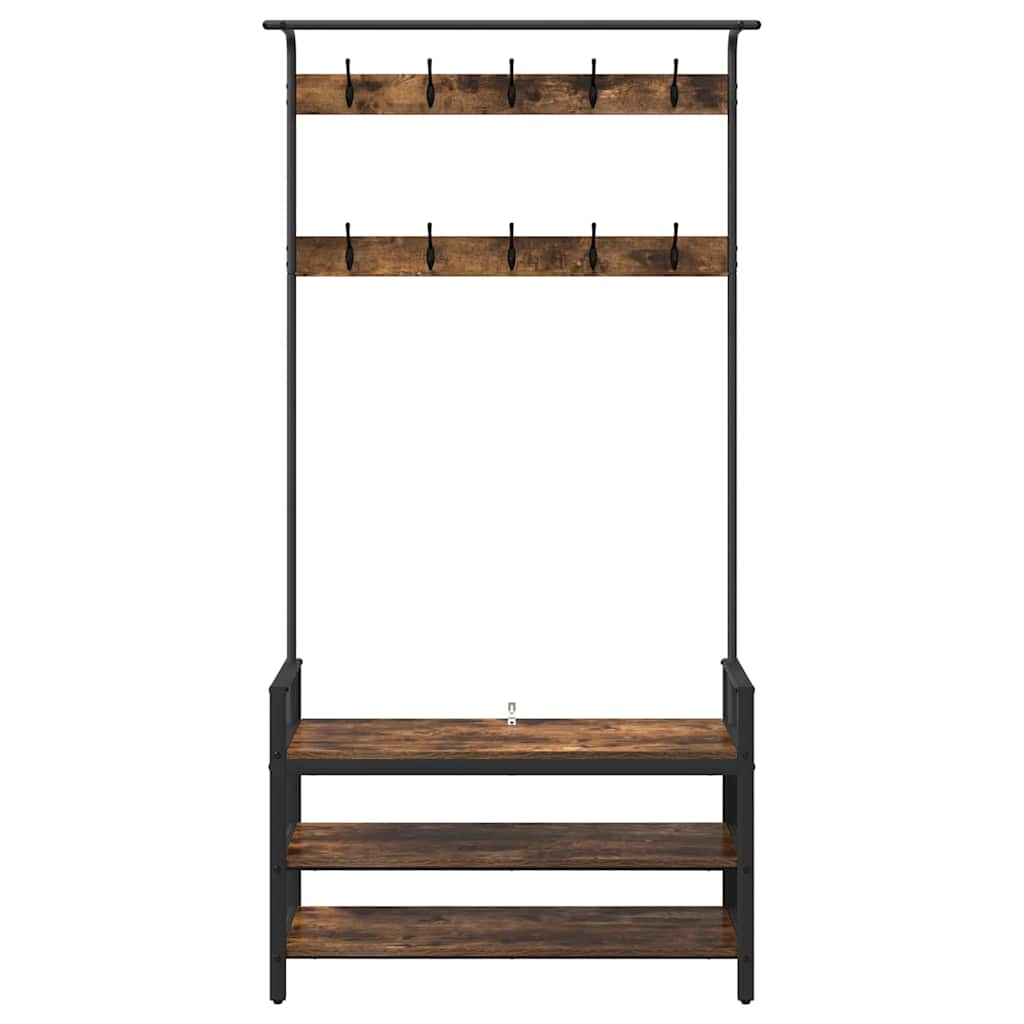 Răcător de paltoane cu raft Stejar afumat 95 x 34 x 184 cm GartenMobel Dekor