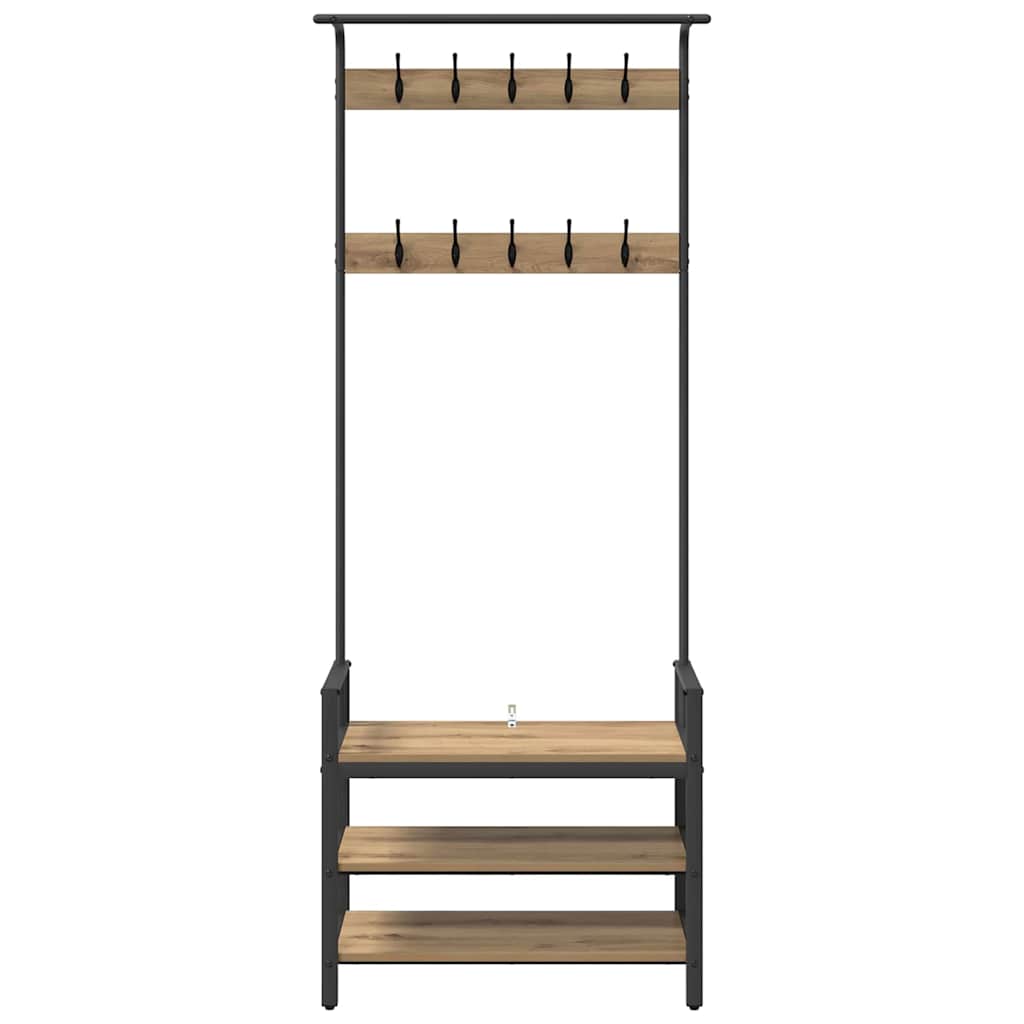 Răcător de paltoane cu raft stejar artizanal 75 x 34 x 184 cm GartenMobel Dekor
