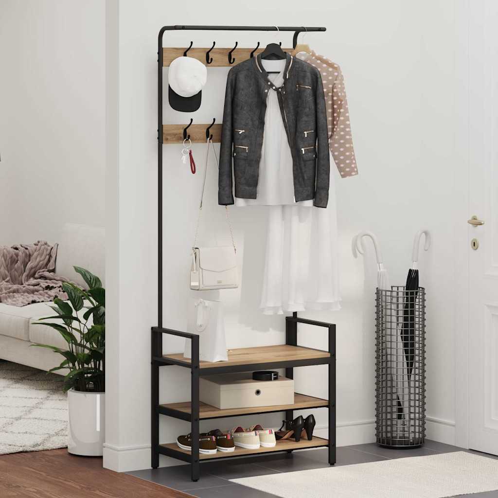 Răcător de paltoane cu raft stejar artizanal 75 x 34 x 184 cm GartenMobel Dekor