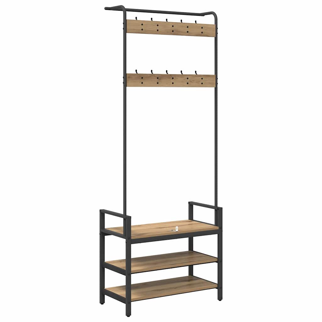 Răcător de paltoane cu raft stejar artizanal 75 x 34 x 184 cm GartenMobel Dekor
