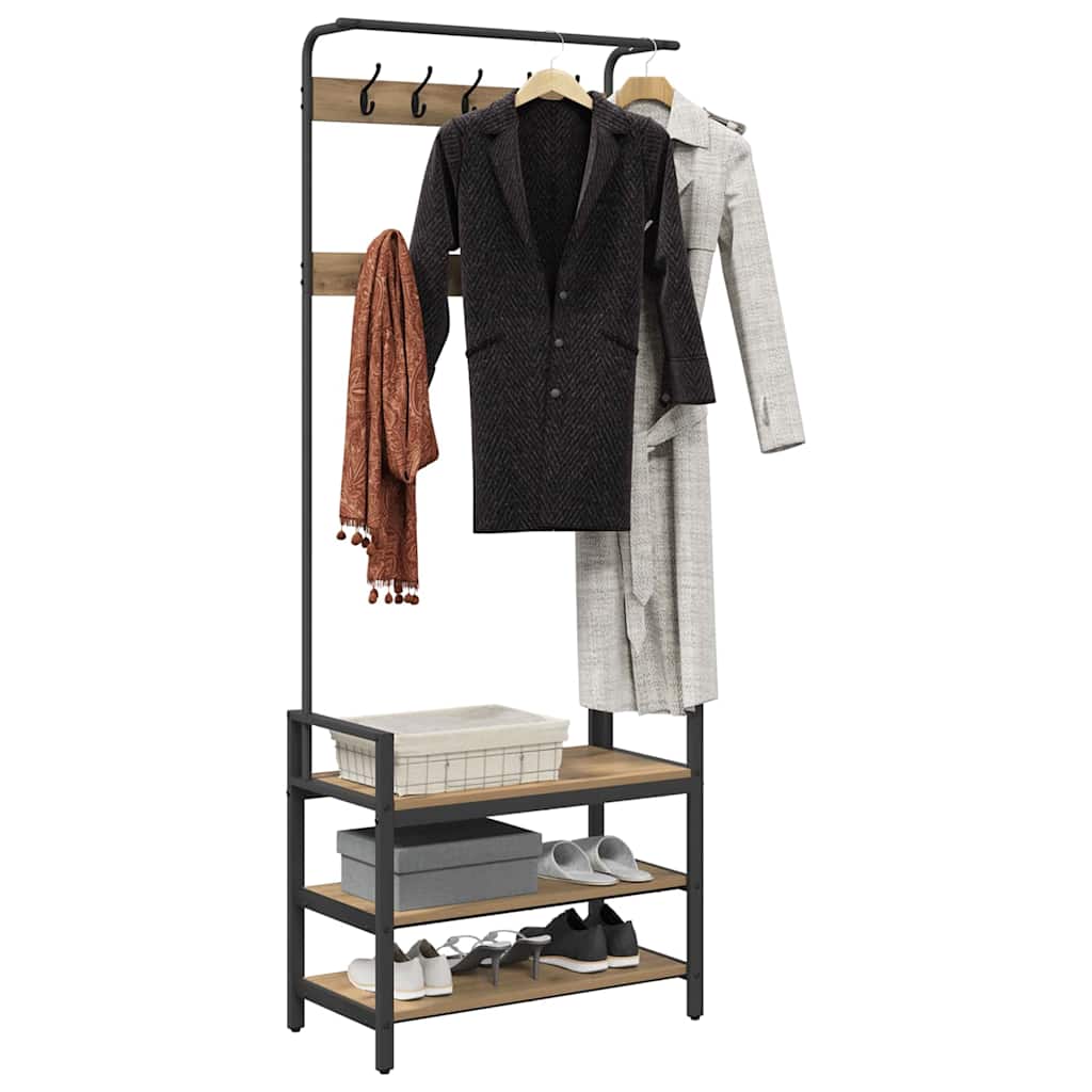 Răcător de paltoane cu raft stejar artizanal 75 x 34 x 184 cm GartenMobel Dekor