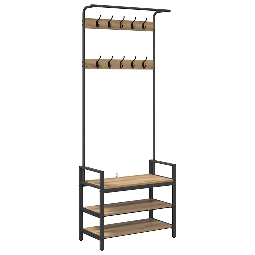 Răcător de paltoane cu raft stejar artizanal 75 x 34 x 184 cm GartenMobel Dekor