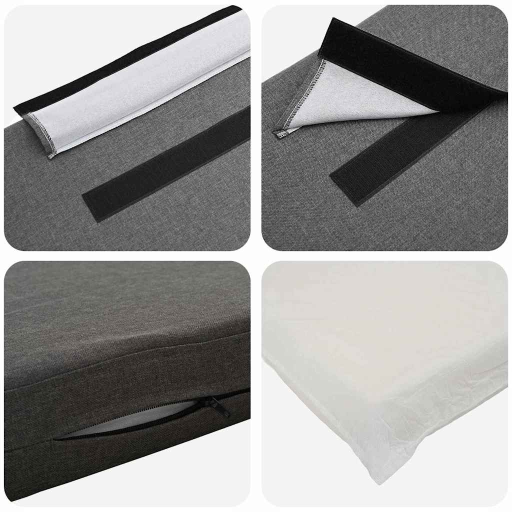 Tăblie tapițată Alb și gri deschis 200 cm Lemn de pin masiv GartenMobel Dekor