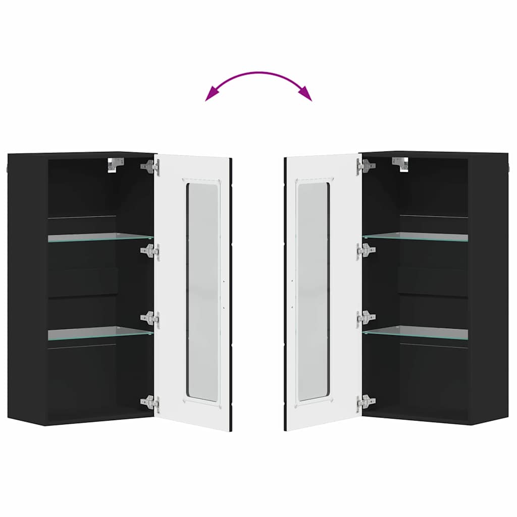 Cabinet suspendat cu raft Negru 55 x 29 x 100 cm Lemn compozit GartenMobel Dekor