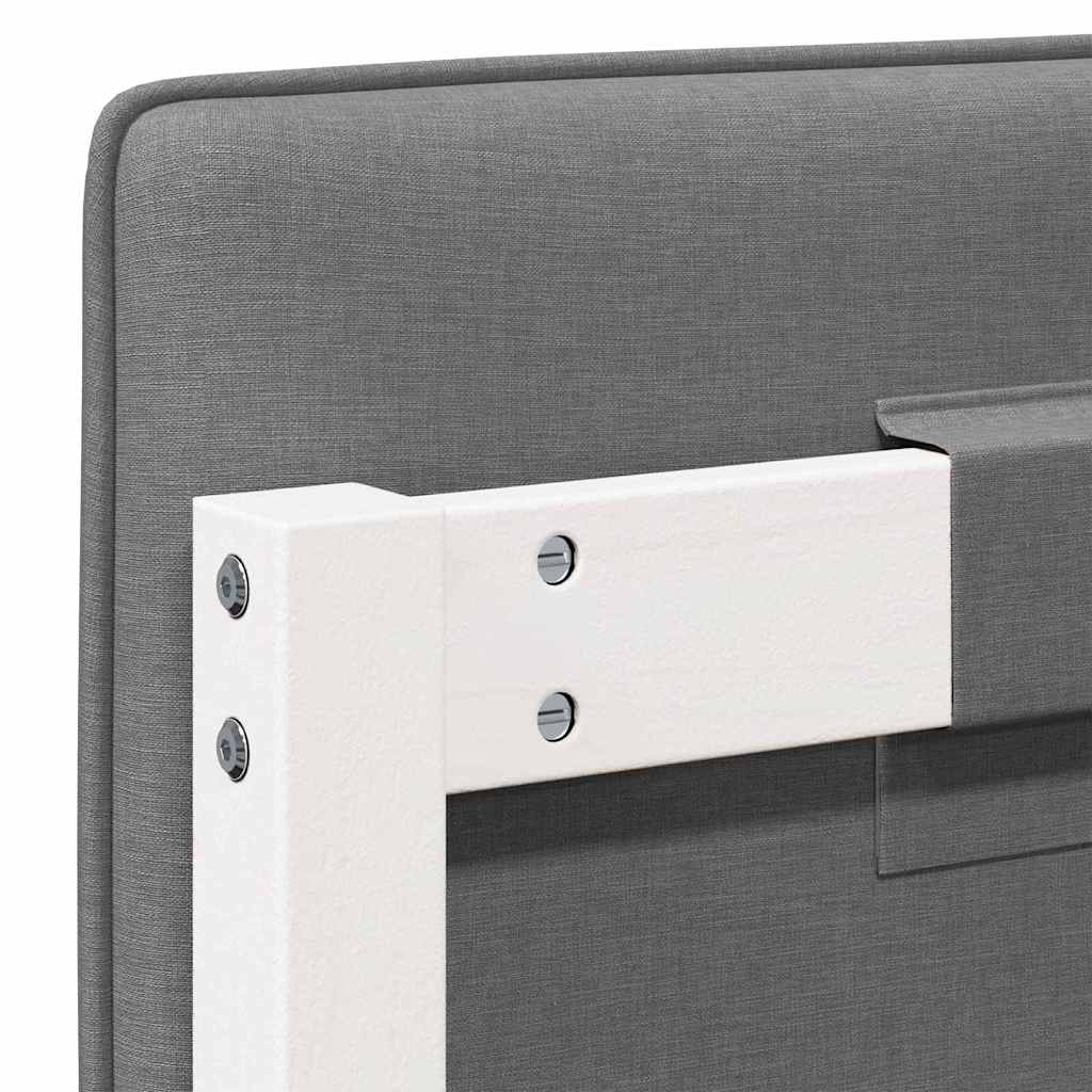 Tăblie tapițată Alb și gri deschis 135 cm Lemn de pin masiv GartenMobel Dekor