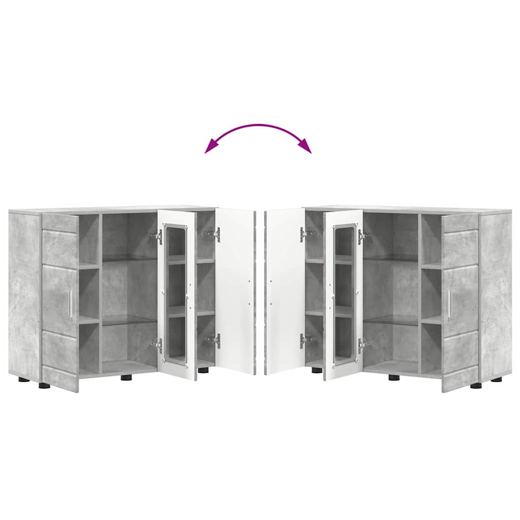 Bufet cu raft cu ușă Gri beton 55,5 x 29 x 100 cm Lemn compozit GartenMobel Dekor