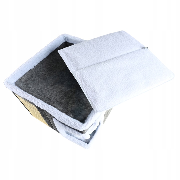 Ansamblu de zgariat pentru pisici cu casuta si pat superior, cu jucarie, 42x42x30 cm Household NewTrend