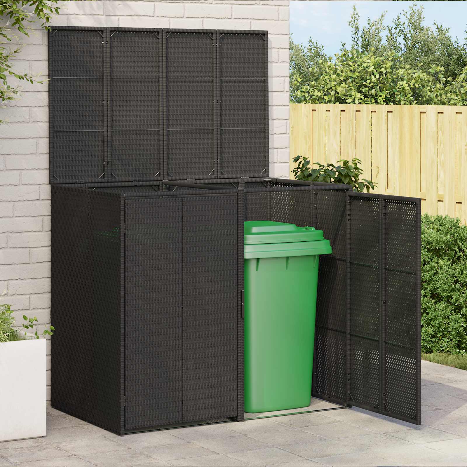 Cutie pentru gunoi 2 pcs Negru 65 x 80 x 115 cm Polietilenă GartenMobel Dekor