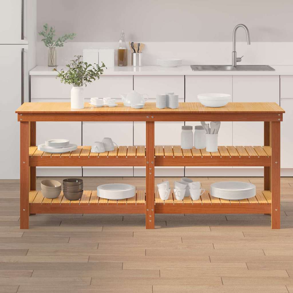 Banc de lucru cu raft Maroniu cerat 181.5 x 50 x 80 cm GartenMobel Dekor