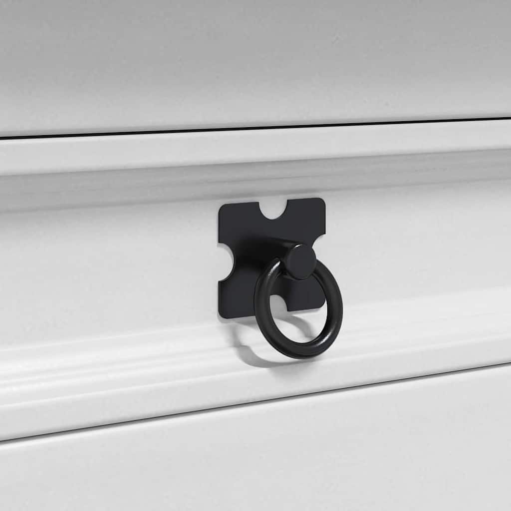 Masă laterală cu sertar Alb 50 x 50 x 50 cm Lemn de pin masiv GartenMobel Dekor