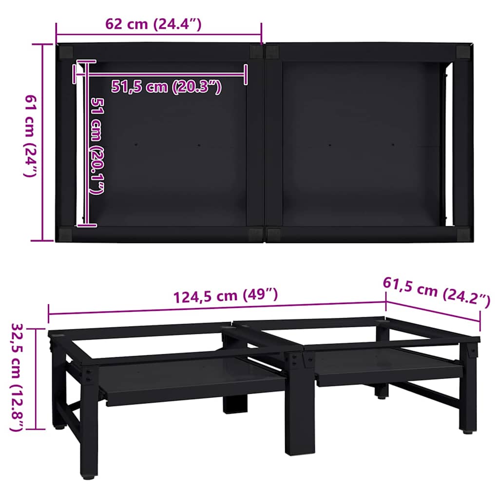 Suport pentru mașina de spălat 2 pcs Negru 64 x 55 x 32.5 cm GartenMobel Dekor