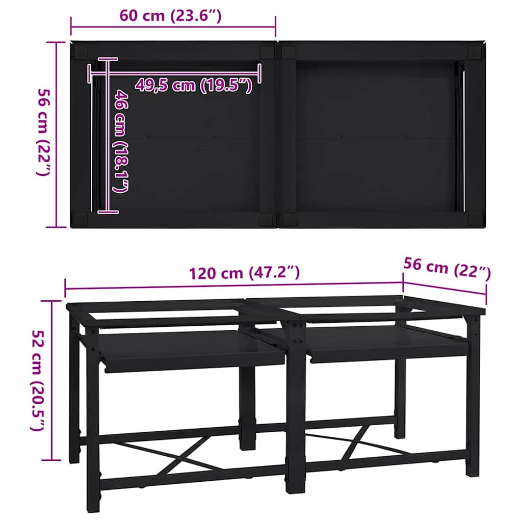 Suport pentru mașina de spălat 2 pcs Negru 64 x 55 x 32.5 cm GartenMobel Dekor