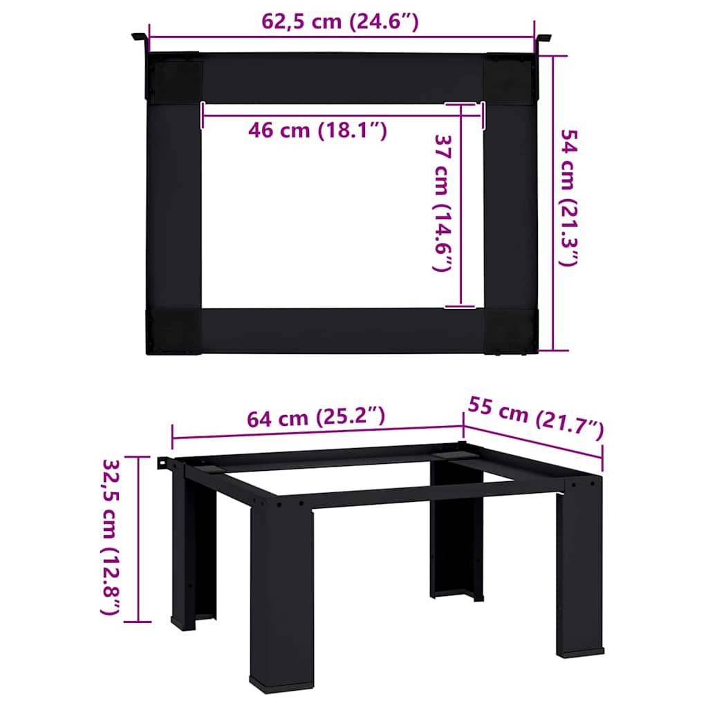 Suport pentru mașina de spălat Negru 64 x 55 x 32.5 cm Oțel GartenMobel Dekor